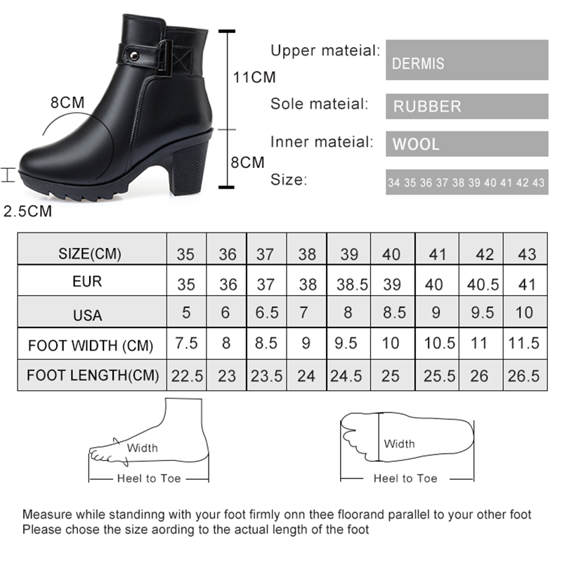 AIYUQI Women Winter Boots Genuine Leather 2024 New Wool Warm Women Ankle Boots High Heel Non Slip Large Size Women Booties