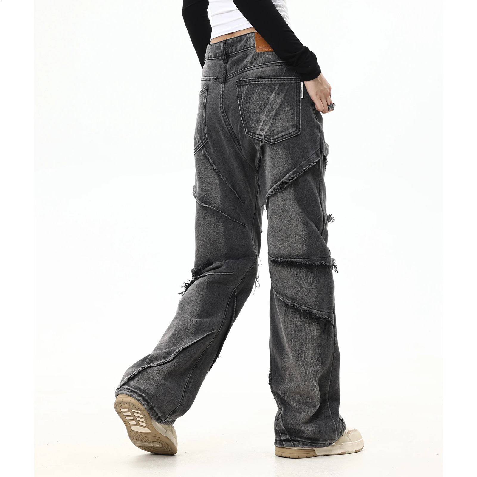 Y2k Frayed Pantalones Hombre Baggy Denim Trousers for Men and Women Streetwear Washed Straight Loose Jeans Oversized Cargos 240826Z