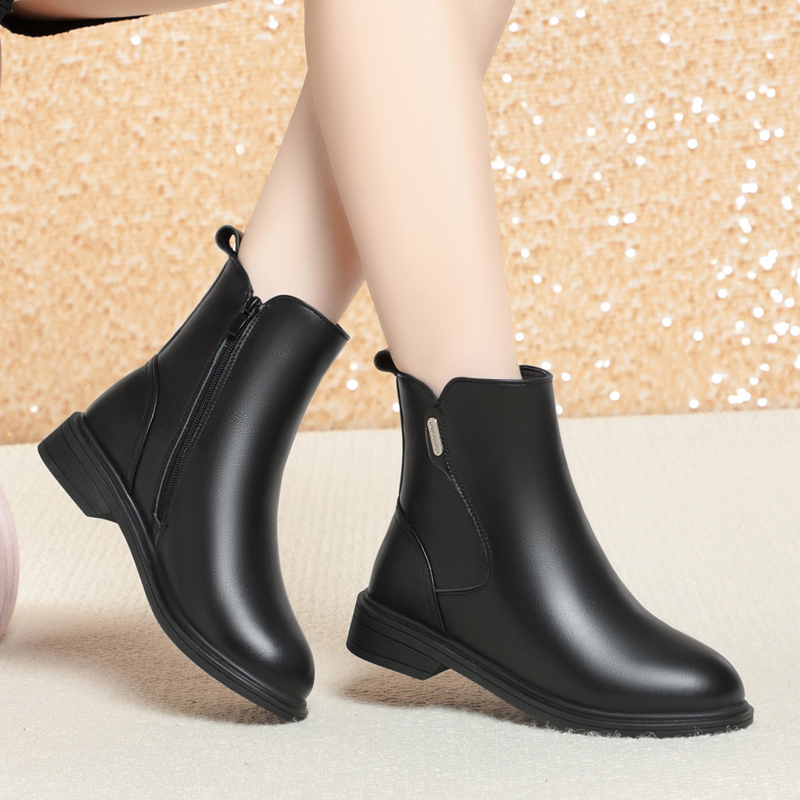 AIYUQI Marton Boots Women Genuine Leather 2024 New British Style Women Winter Boots Wool Warm Large Size Women Motorcycle Boots