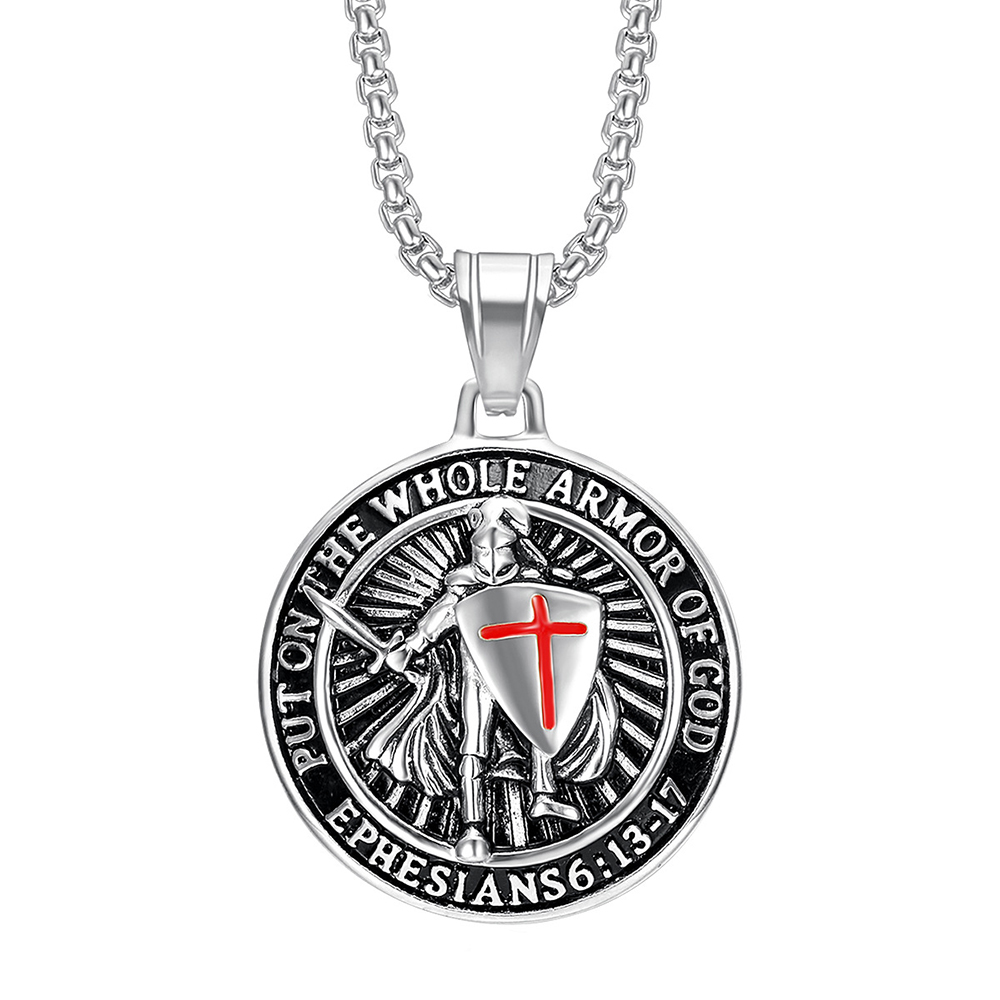 Vintage Stainless Steel Pendant Necklace 18K Gold Plated No Fade Mens Jewelry