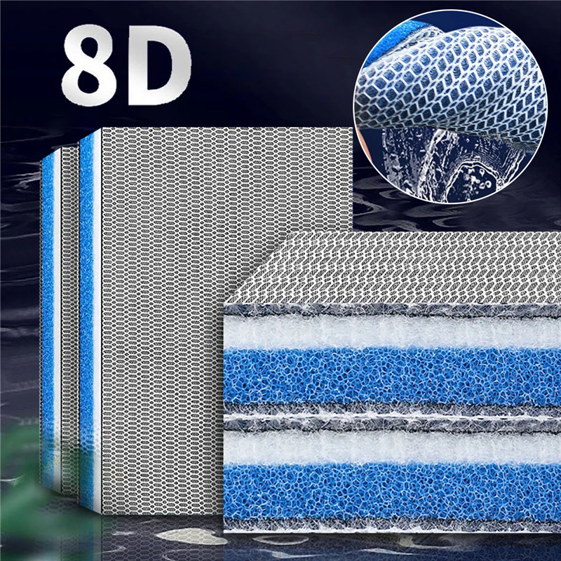 Aquarium 8D Sponge Filter Cotton Denitrifier Accessories Reusable Fish Tank Pond Foam Agent Improved 8 Layer Non Gel Filter Pad