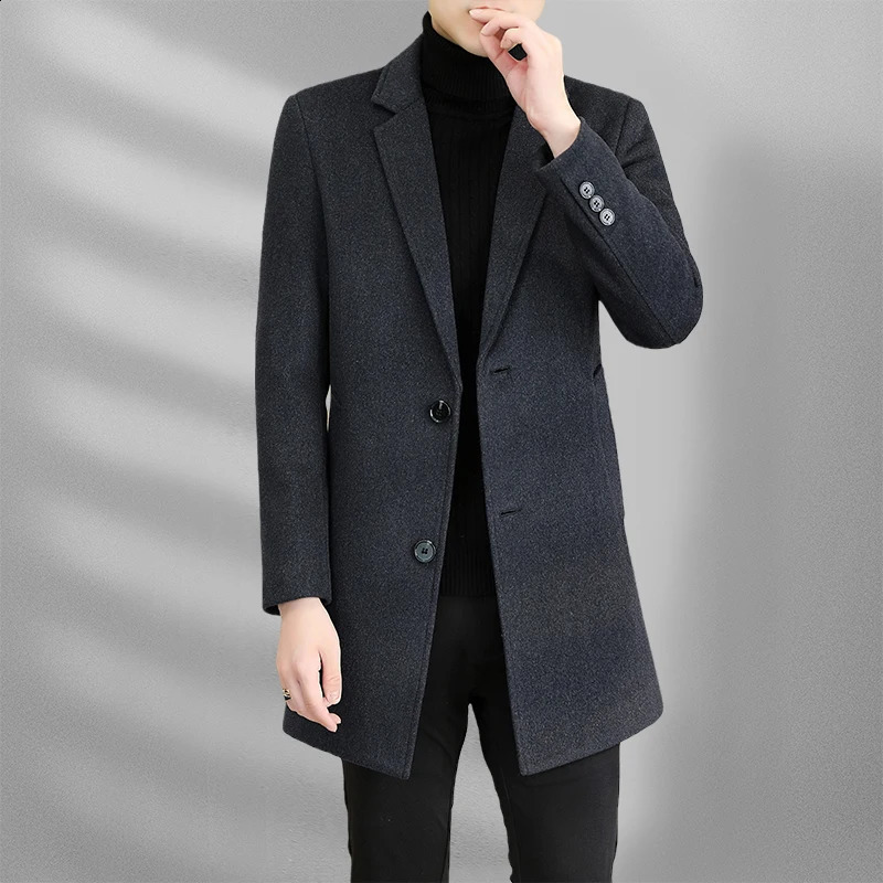 Winter Mens Wool Coat Classic Casual Coat Mens High Quality Thick Windbreaker Mens Full Size M-XXXL 240829