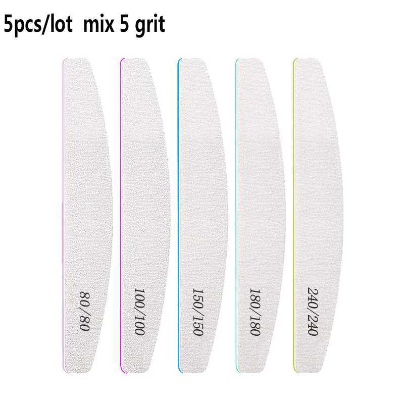 3/5pcs professional nail file 80/100/150/180 sandpaper sturdy thick nail file frosted half moon lime nail accessories and tools W240829
