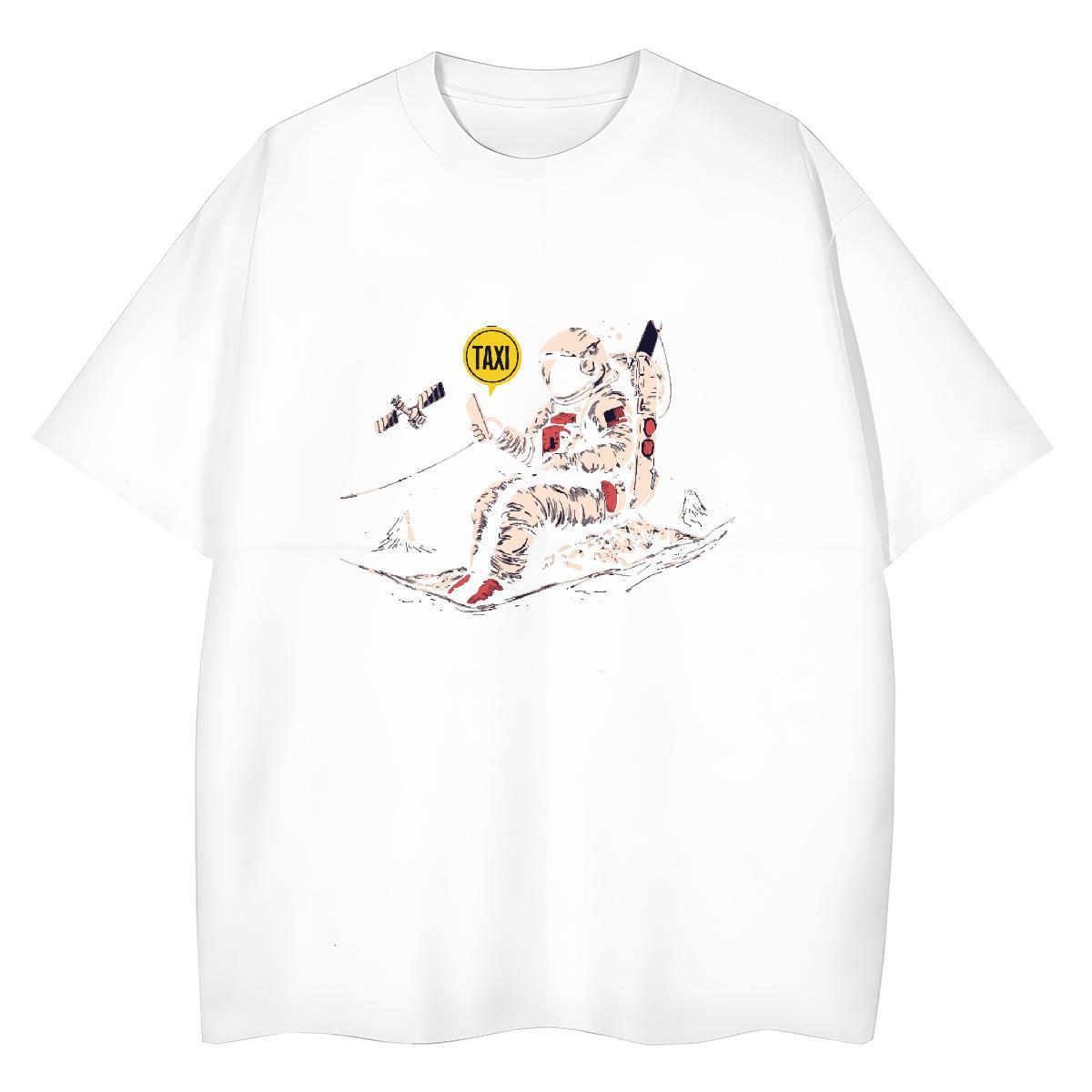 Popular Couples T Shirts 100% Cotton 230g cosmonaut Beach Women T Shirts O-Neck Short Sleeve Plus Size Custom Tees Shirts