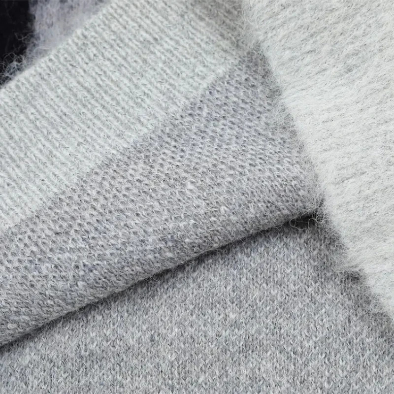 Hip Hop Streetwear Contrast Color Pullover Sweater Mens Gradient Brushed Round Neck Knitted Sweater Mens Oversized Sweater 240829