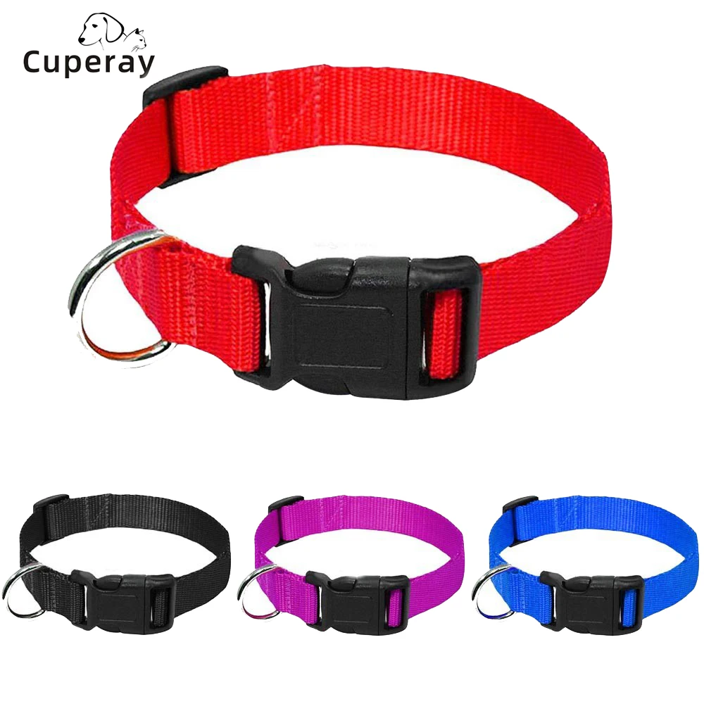Adjustable Nylon Collar Strong and Durable Pet Collar with D-ring To Hang Dog Tags and Small Items for Small Medium Large Dogs