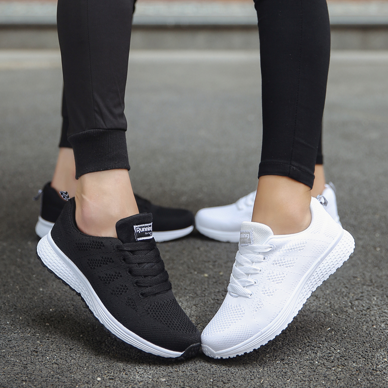 Sport Women Man Breathable New Walking Mesh Lace up Light Flats Sneakers Woman Men Ladies Running Shoes 35-44 Big Size Sneaker 886d