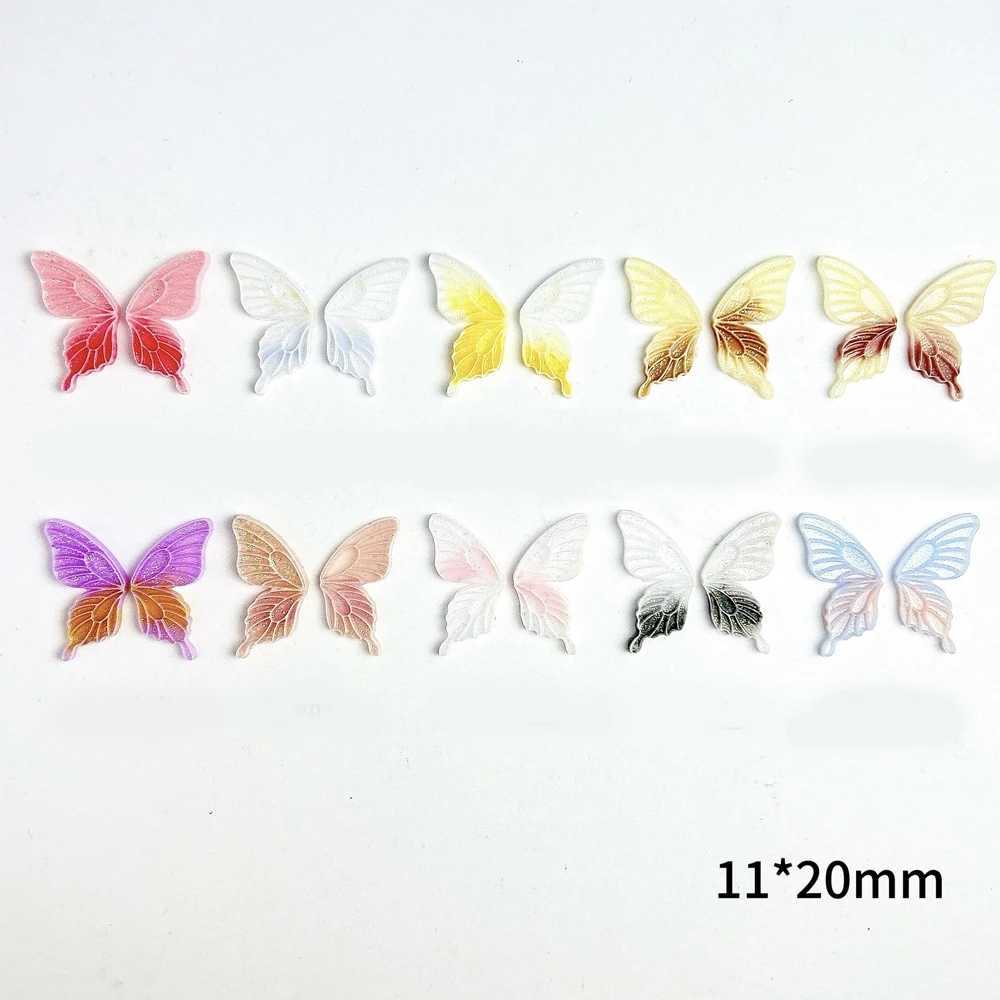 50 pieces/bag glowing butterfly nails artistic charm random mixed flash half butterfly wing nail decoration accessories W240829