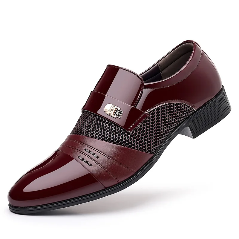 Mens Soles - Wine Leather Oxfords hot Business Formal Shoes, Red Sole Men's Dress Shoes Elegant Slip-On Loafers