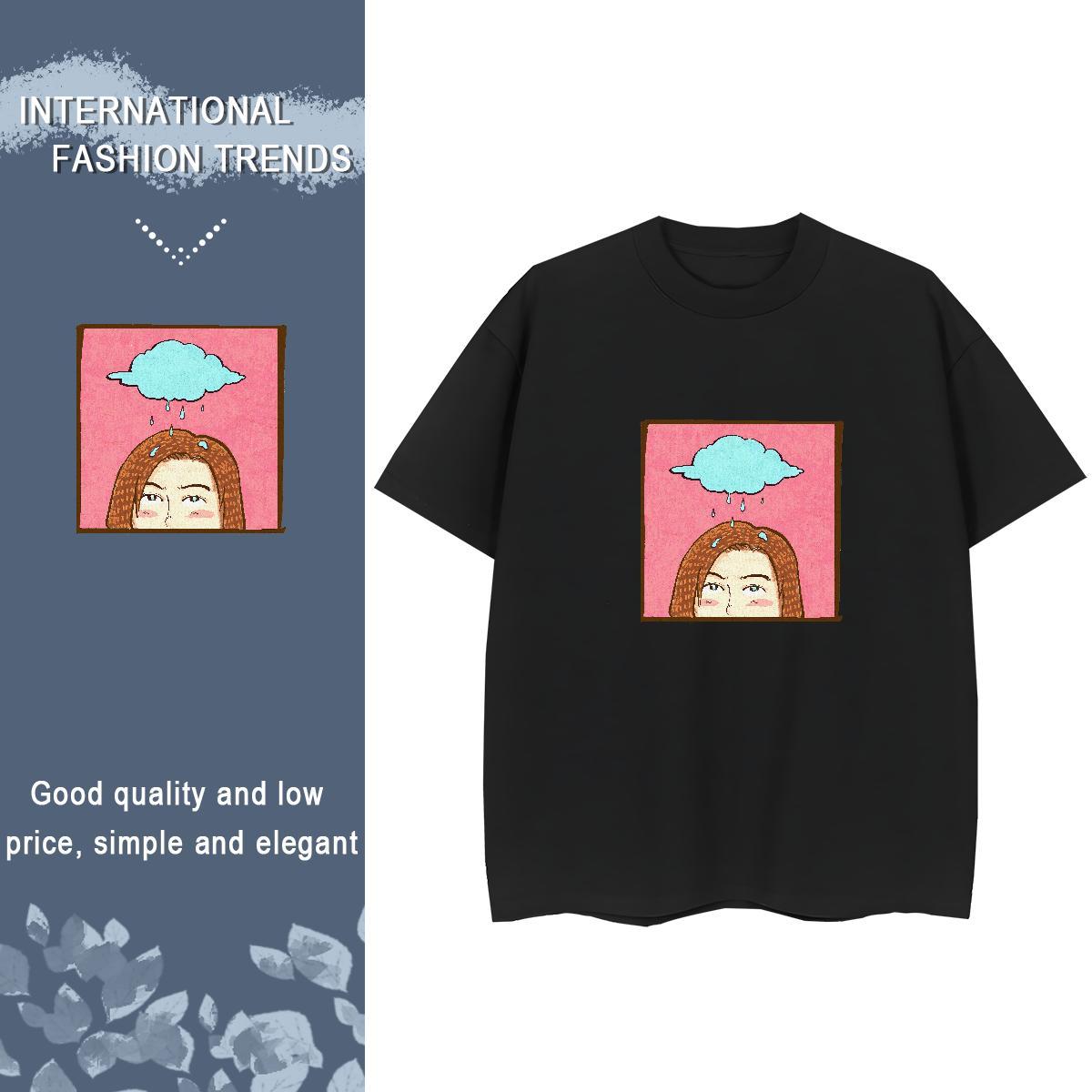 Fashion Casual T Shirts Women 230g Cotton Breathable Short Sleeve Sport portrait Tshirt for Man Woman Soft Anime Tee Shirt