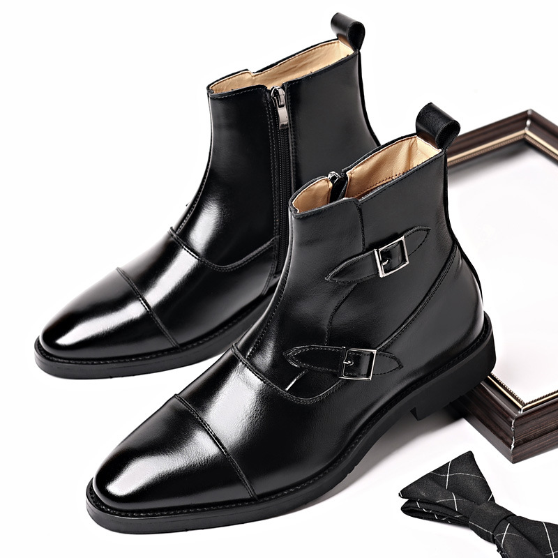 Men's Classic Retro Chelsea Boots Mens Fashion Leather Ankle Boot Men British Style Brogue Short Boots High-top Casual Shoes