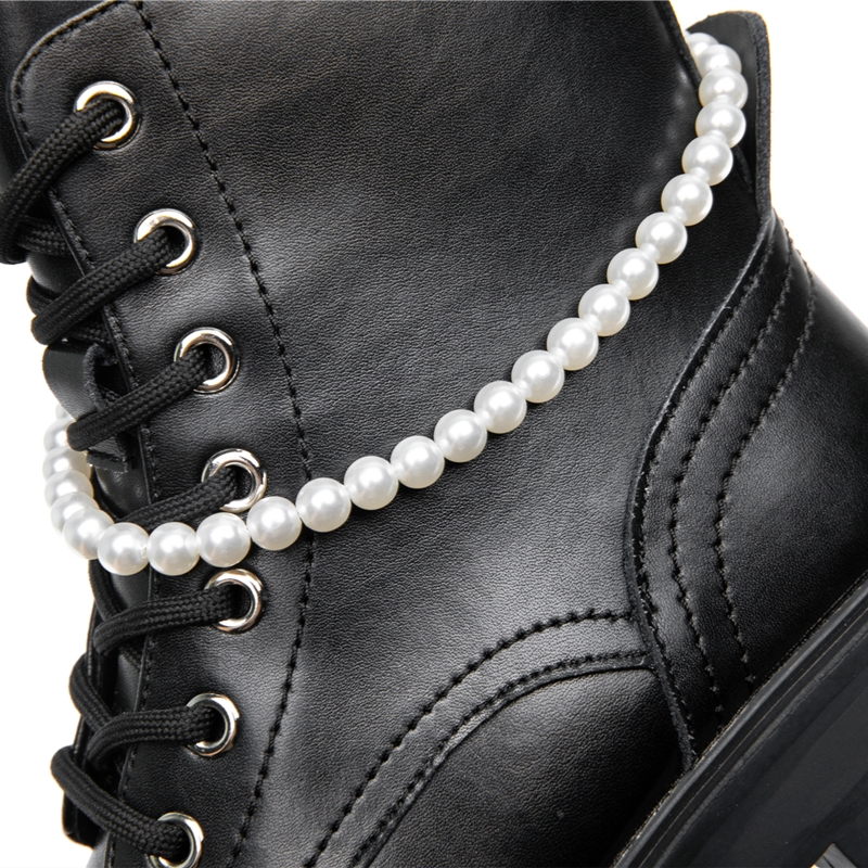 AIYUQI Women's Ankle Boots Winter Large Size Genuine Leather Fashion Beaded Women Short Boots Fur Warm Women's Booties