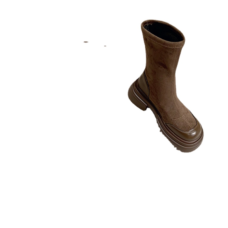 Women Fashion Stretch Patchwork Platform Ankle Boots Women Autumn Thick Sole Slip on Sock Boots Woman Chunky Heels Botas Mujer