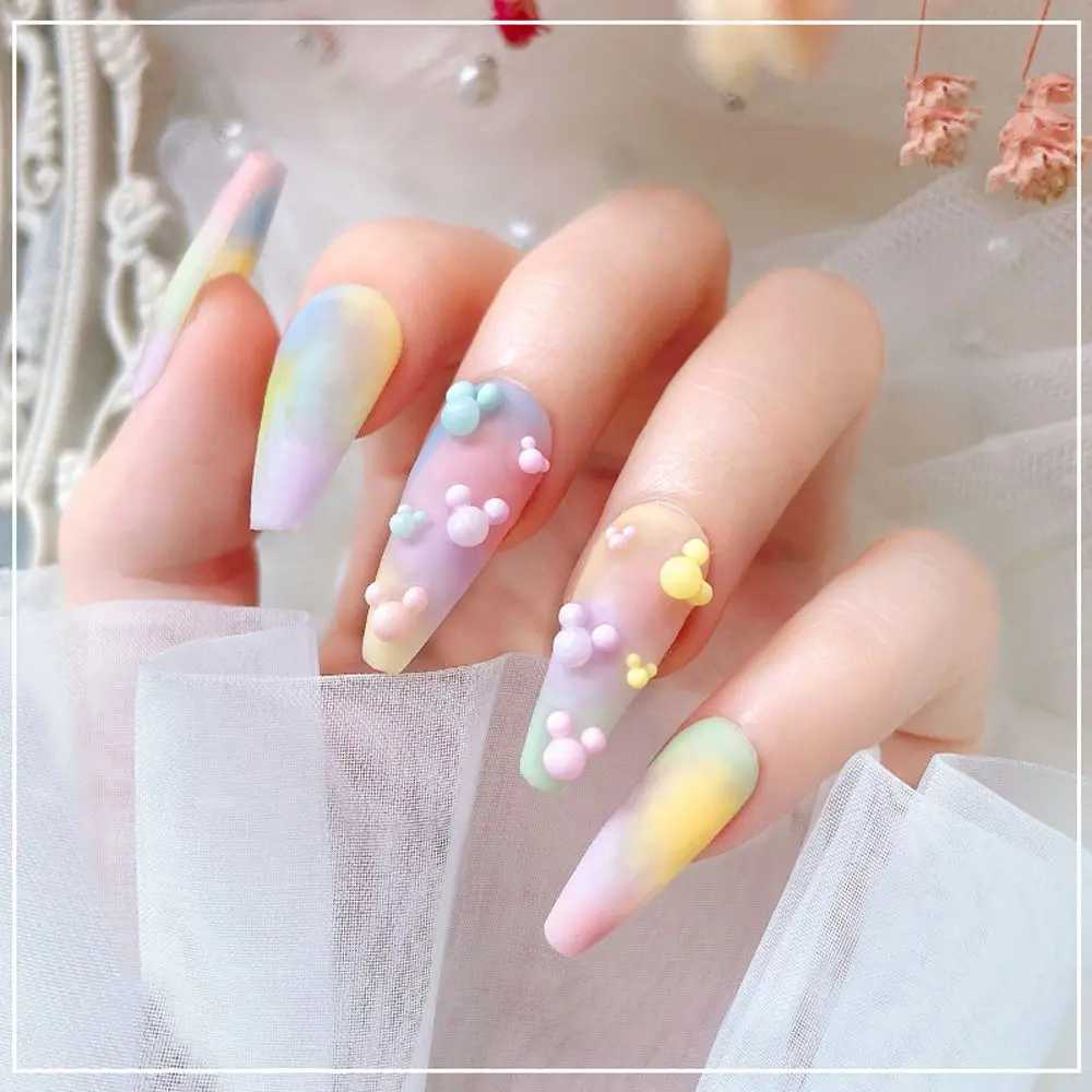 Macarone color foam ball round crystal bead 3D mixed size candy color resin acrylic bubble ball DIY nail art Rhinestone W240829