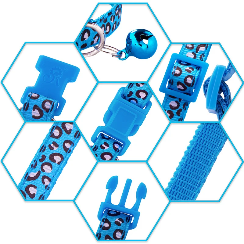 Leopard Print Pet Collar, Adjustable cat Collar with Bells To Prevent Loss Fashion dog Collar for Cats and Puppies Accessories