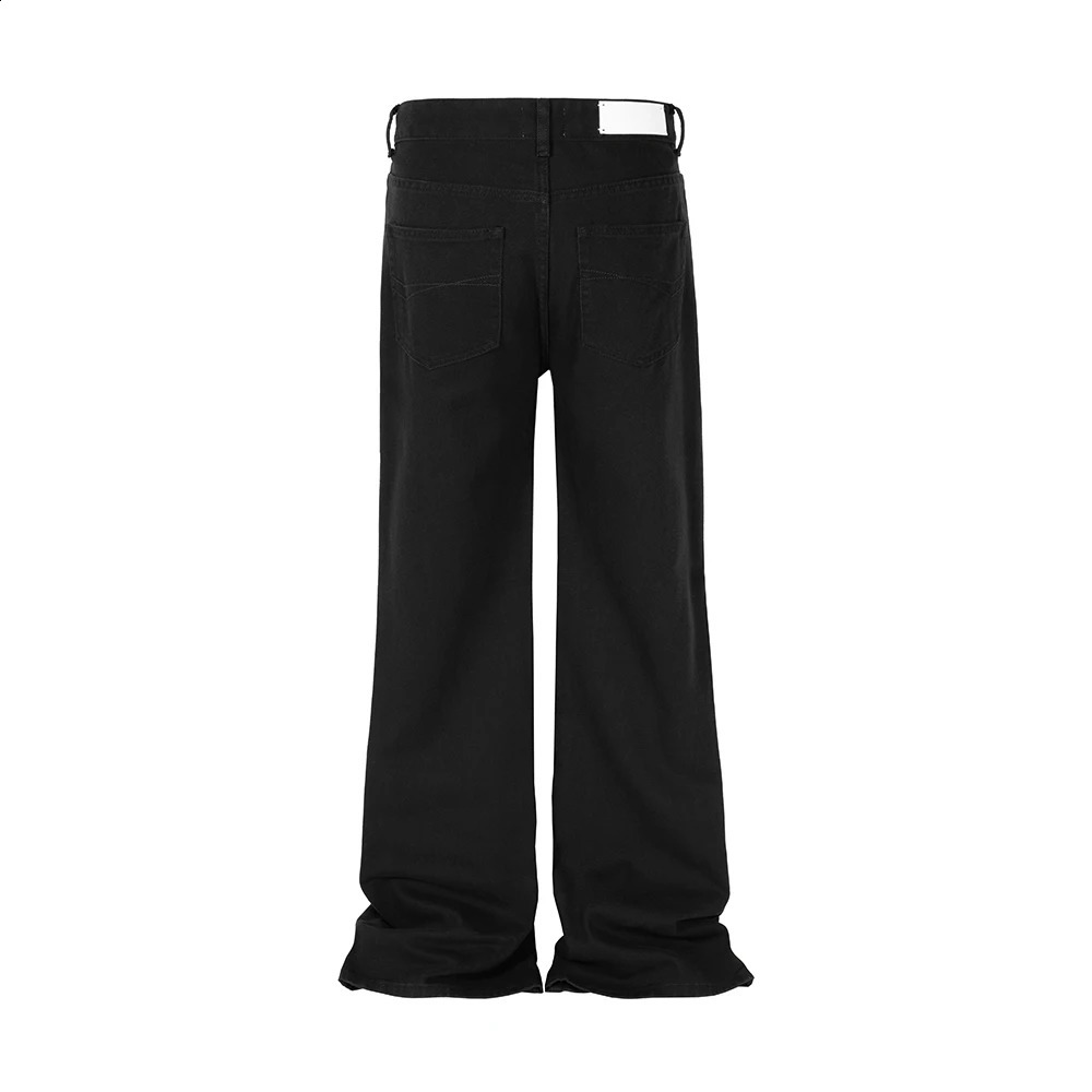 Streetwear Black retro bag style flanged jeans suitable for both men and women Ropa Hombre straight boots ultra-fine denim fabric 240829