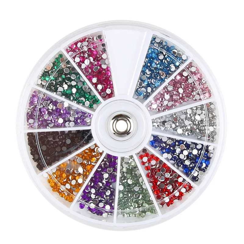Mix 12 colors 1.5mm 2MM 3MM sparkling stone 3D nail rhinestone beads handmade DIY nail art decoration wheel accessories W240829