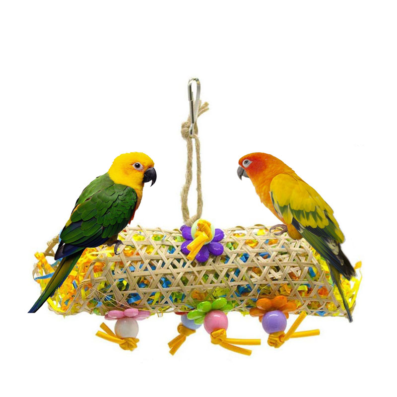 3pcs Parrot Bird Toy Small Parrot Chewing Toys Hanging Cage Paper Strings Wire Drawing Takraw Toys Cage Decoration Bird Supplies