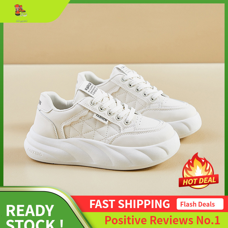 Ddmysports Autumn White New Korean Edition Ins Female Students Thick Soled Eight Increasing Sports Board Casual Shoes KT OUTDOOR