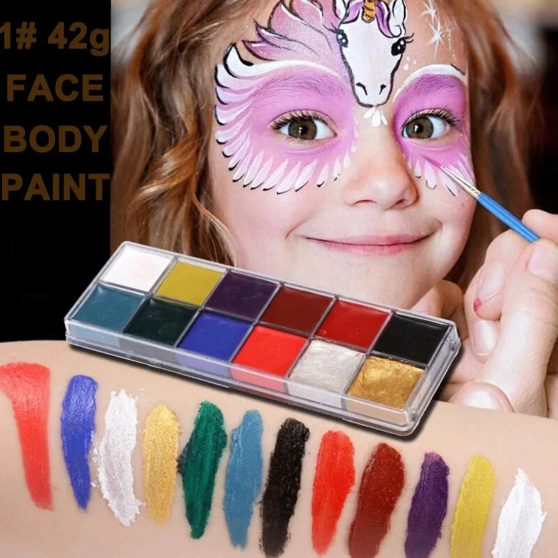 12 color and body paintings with 6/10 brushes professional Halloween party special effects makeup kit 240829