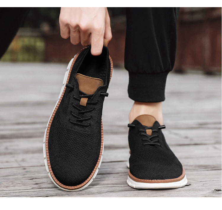 Large size 48 popular British style men's shoes summer breathable sports shoes flying woven mesh shoes men's running trendy shoes