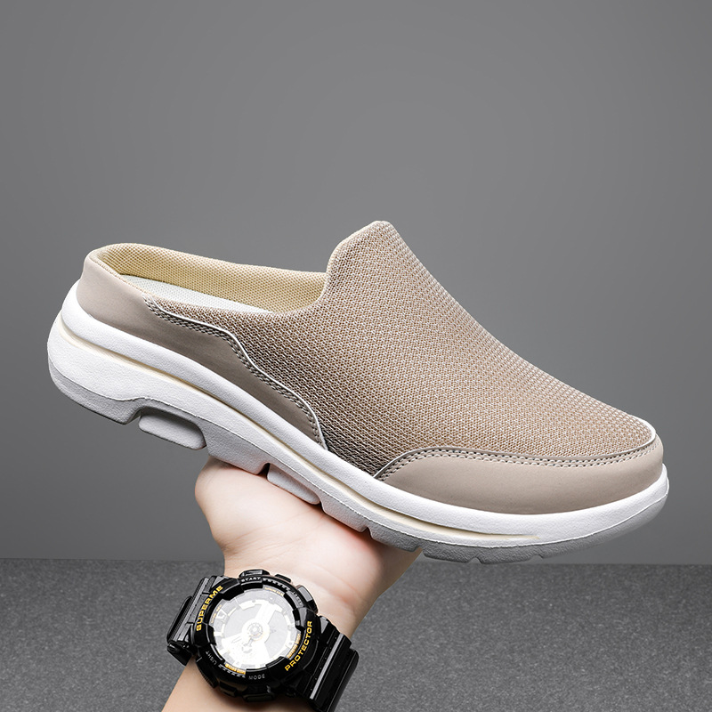 2023 NEW Men Casual Mules Mesh Breathable Flat Slippers Summer Couple Shoes Large Size Fashion Slippers for Men Street Sandals