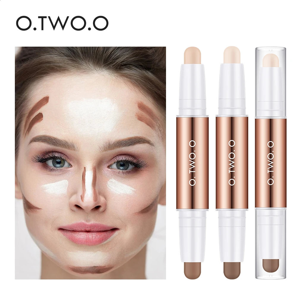 O. Two of them. O Contour Stick Double Head Contour Pen Waterproof Matte Finish Highlights Contour Pencil Cosmetics 240829