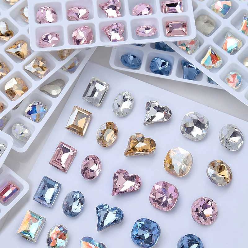 10/25 Sharp Bottom Crystal Nail Art Water Diamond Mixed Shape Large Crystal Nail Charm High Quality Sparkling Stone Nail 3D DIY Stickers W240829