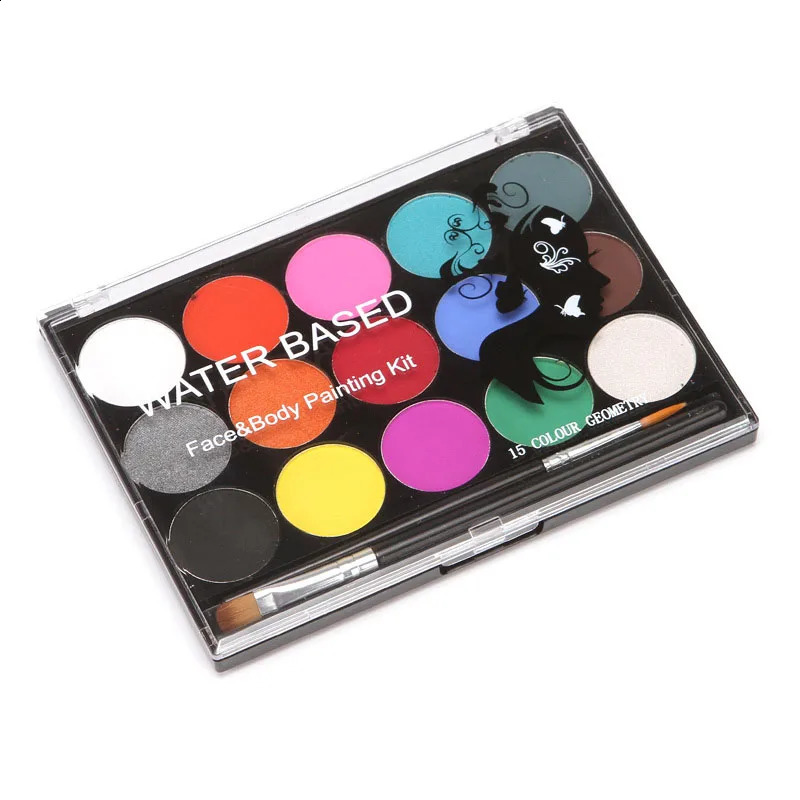 15 colors for and body painting non-toxic and safe watercolor oil with brushes Christmas and Halloween makeup party tools 240829