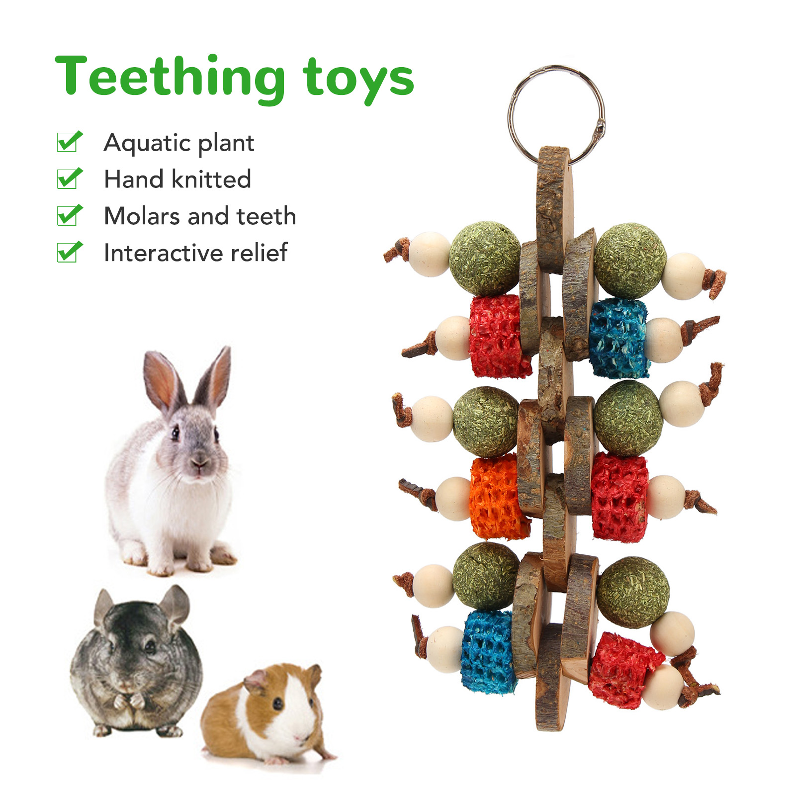 Bunny Cage Hanging Chew Toys Hand Crafted Multi Purpose Improves Digestion Rabbit Chew Toys For Teeth Grinding