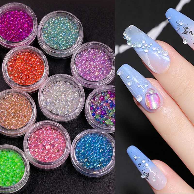 1 box of MIni caviar beads water diamonds glass balls microbeads 3D nail decoration crystal charm nail accessories W240829
