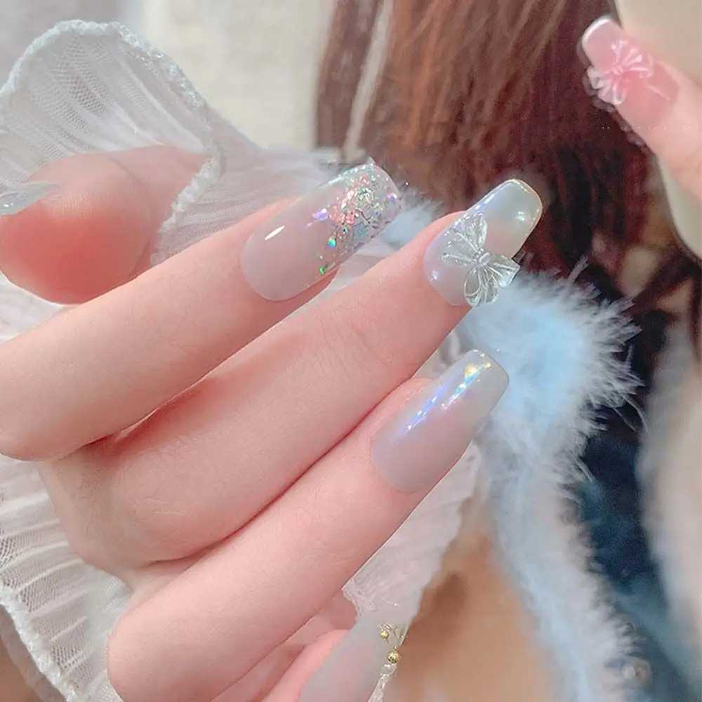 5 Aurora Bow Knot Nail Decorations Crystal Charm 3D Nail Art Rhinestone Set Resin Jewelry Accessories W240829