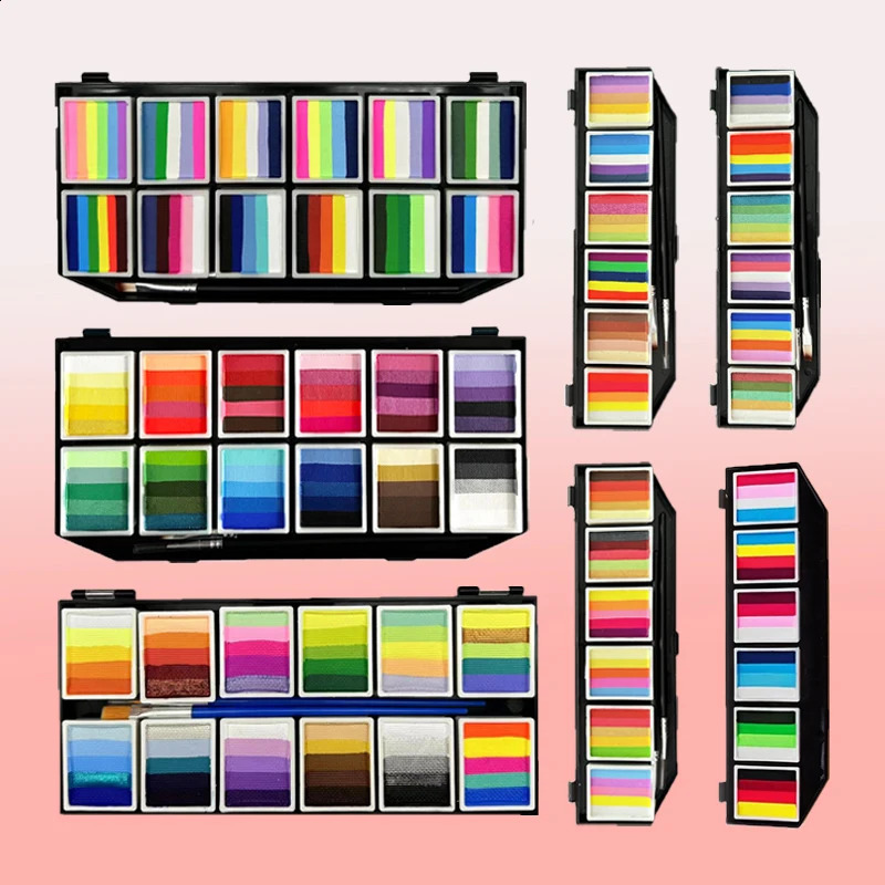 12 colors of face and body painting non-toxic and safe watercolor oil with brush Christmas and Halloween makeup party tools 240829