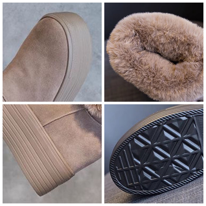 Fujin 10cm 12cm New Suede Genuine Leather Platform Wedge Winter Plush Women Boots Slip on Spring Warm Ankle Booties Autumn Shoes