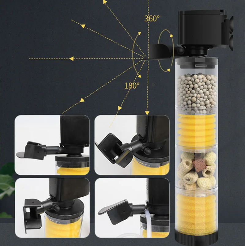 220V 50Hz Silent Filter for Aquarium Turtle Fish Tank Submersible Water Pump Bio Sponge Skimmer Waves Maker Filters Accessories