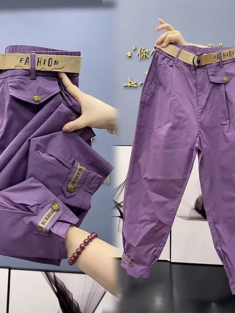 Cotton Metal buttons high-quality Solid Color Pants Women Autumn Spring Loose Casual Pants Trousers 240829
