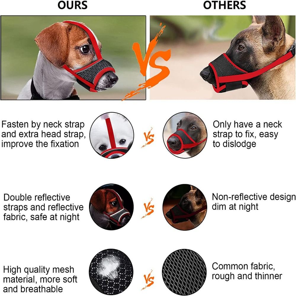 Comfortable Mesh Dog Muzzle Soft Fabric Adjustable Strap Pet mask Allows Panting and Drinking Prevent Biting Dog mouthpiece