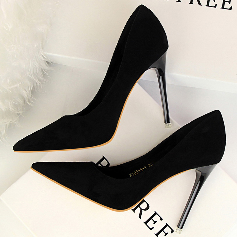BIGTREE Shoes Classic High Heels Woman Pumps Sexy Office Shoes Stiletto Heels Fashion Large Size Women Heels Pumps Grey Green