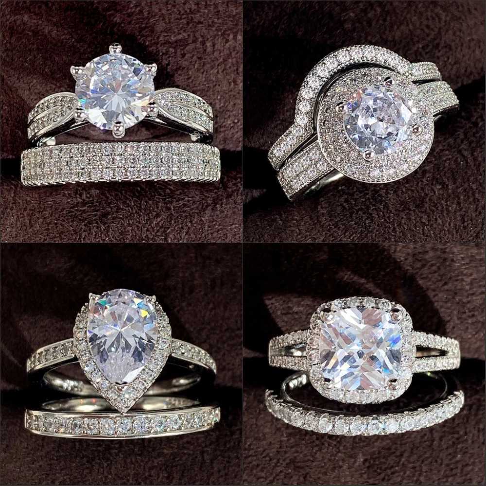 14 styles of 925 sterling silver designer ring set round cut wedding ring womens fashion engagement ring personalized jewelry W240829