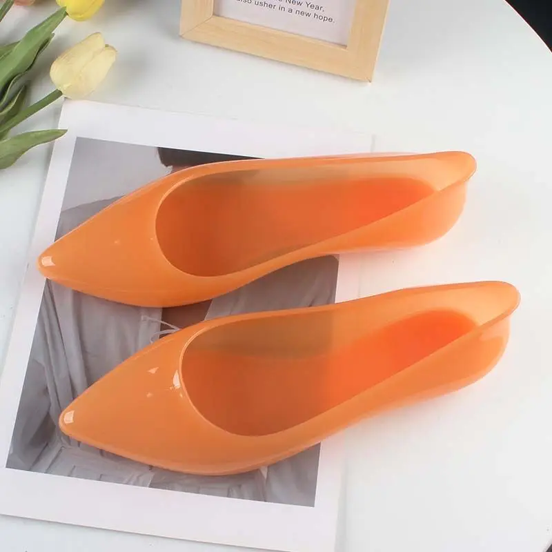 Transperant Jelly Shoes Women Plastic Summer Flats Shoes Pointed Toe Causal Shoes Slip on 2024 Spring New Female Flats Loafers