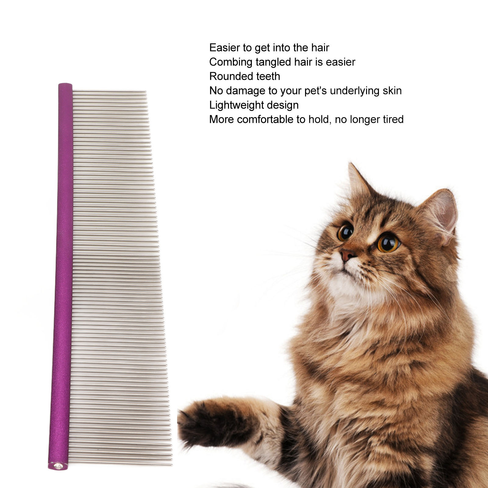 Pet Hair Removal Comb Stainless Steel Pet Grooming Comb Gently Removes Loose Knotted Hair Dog Cat Cleaning Beauty Tools