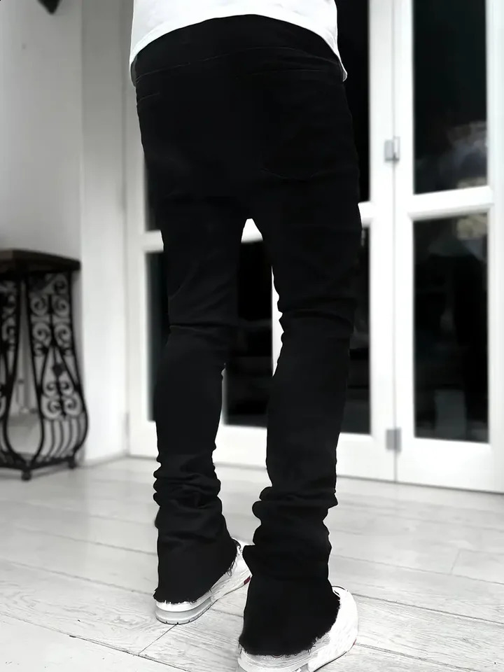 Men Stretch Skinny Jeans Fashion Casual Slim Fit Denim Trousers Black flared Pants Male Clothes 240826Z