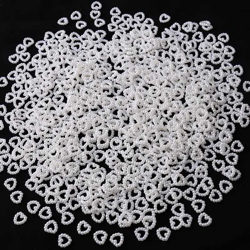 100 pieces of white pearl nail decoration ABS star moon heart-shaped bow nail charm nail art DIY design accessories W240829