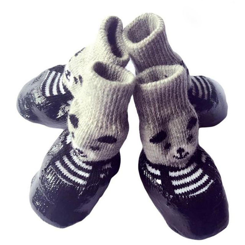 4pcs/Set Cute Cotton Rubber Pet Dog Shoes Waterproof Non-slip Dog Rain Snow Boots Socks For Puppy Large Small Cats Dogs