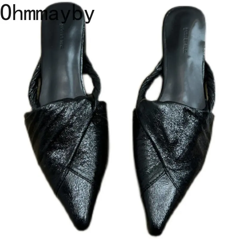 Spring 2024 Slip On Women Mules Slipper Fashion Pointed Toe Ladies Elegant Beach Sandal Casual Low Heel Slides 6fc1 per e1d