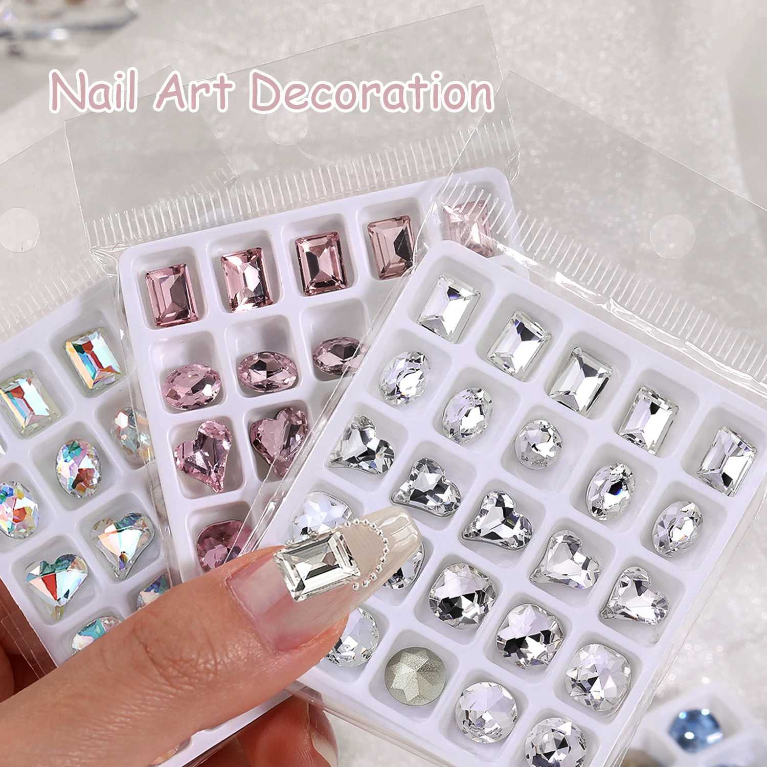 10/25 Sharp Bottom Crystal Nail Art Water Diamond Mixed Shape Large Crystal Nail Charm High Quality Sparkling Stone Nail 3D DIY Stickers W240829