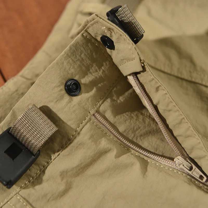 Summer mens workwear casual pants Japanese straight loose fit wide legs large pockets covered with mountain logs outdoor street wanderers W240829