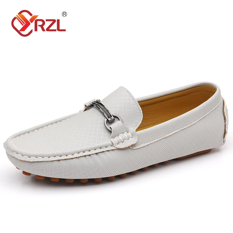 YRZL Genuine Leather Loafers, Comfortable Men's Casual Slip-on Shoes for Driving, Fashionable Handmade Footwear