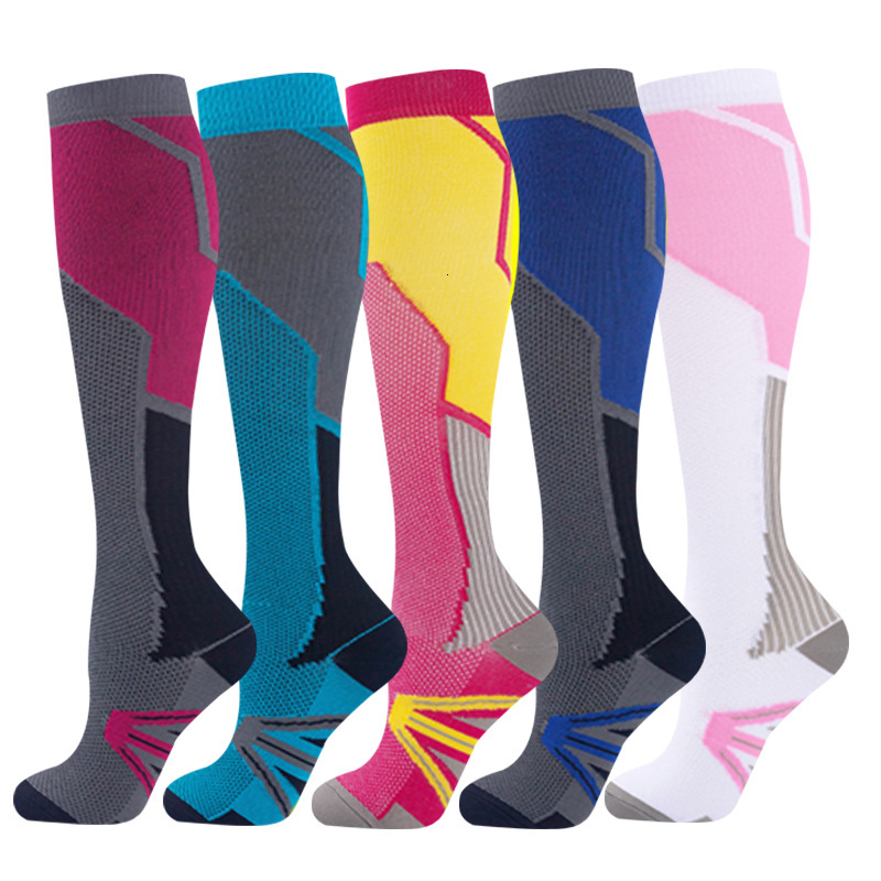 Nylon pressure long tube fitness, outdoor running cycling socks, quick drying, breathable, men's and women's compression calf socks