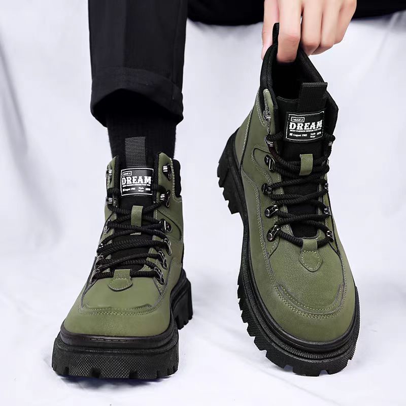Men's autumn high top British style outdoor versatile sports hiking wear-resistant work boots